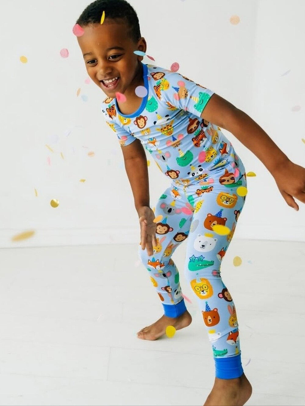 Little Sleepies Birthday Party Pals Animals Two-Piece Pajama Set in Blue 3T